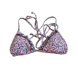 Pink victorias Secret Sz XS multicolor floral triangle bikini top